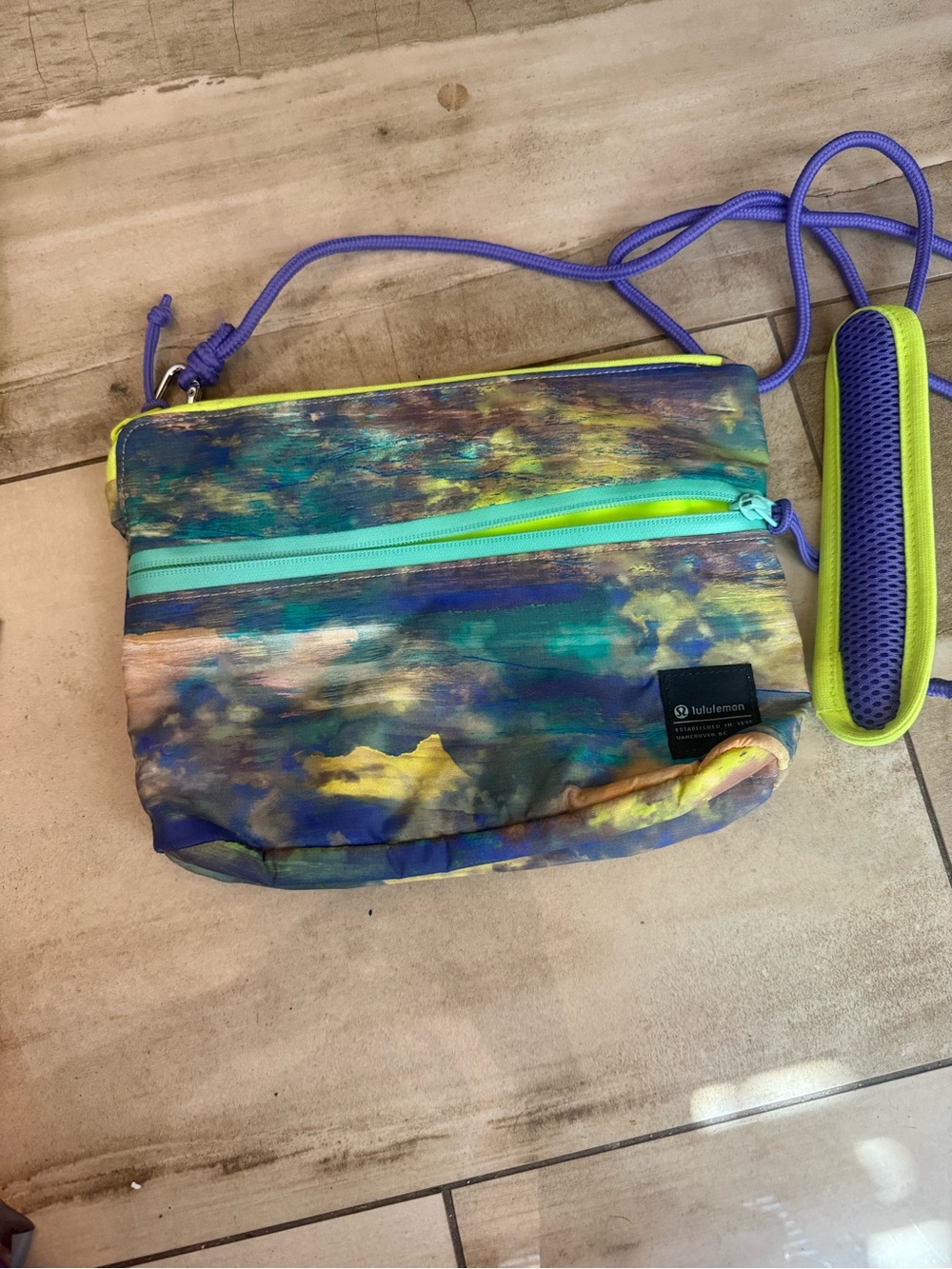 lululemon athletica Multicolor Crossbody Bag with Teal and Purple Accents